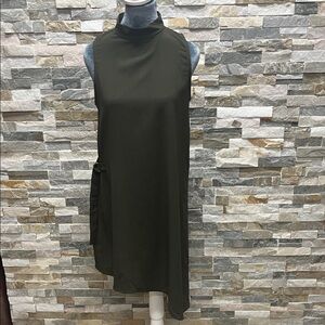 Monteau Asymmetrical Dark Green Dress